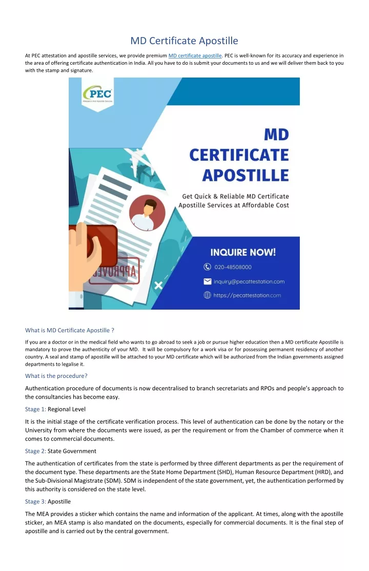 md certificate apostille