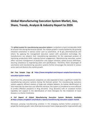 global manufacturing execution system market size