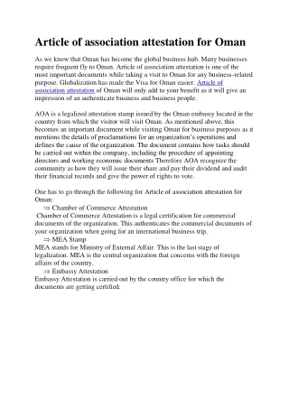 article of association attestation for oman