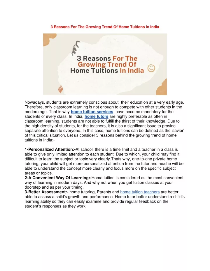 3 reasons for the growing trend of home tuitions