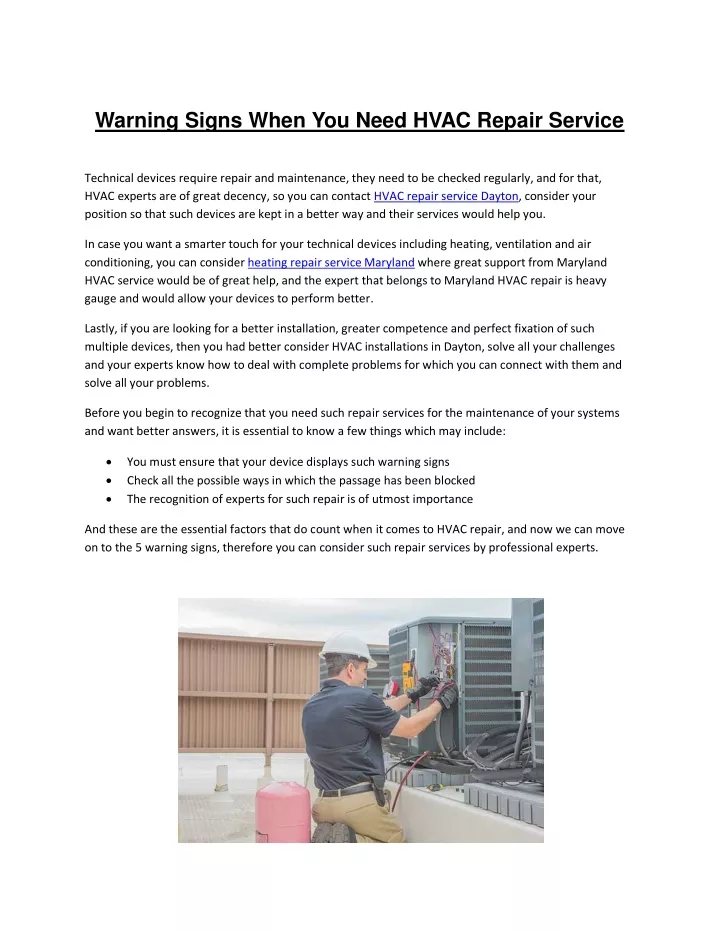 warning signs when you need hvac repair service