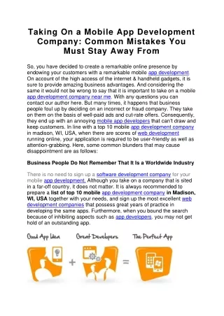 taking on a mobile app development company common