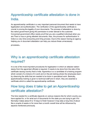Apprenticeship Certificate Attestation