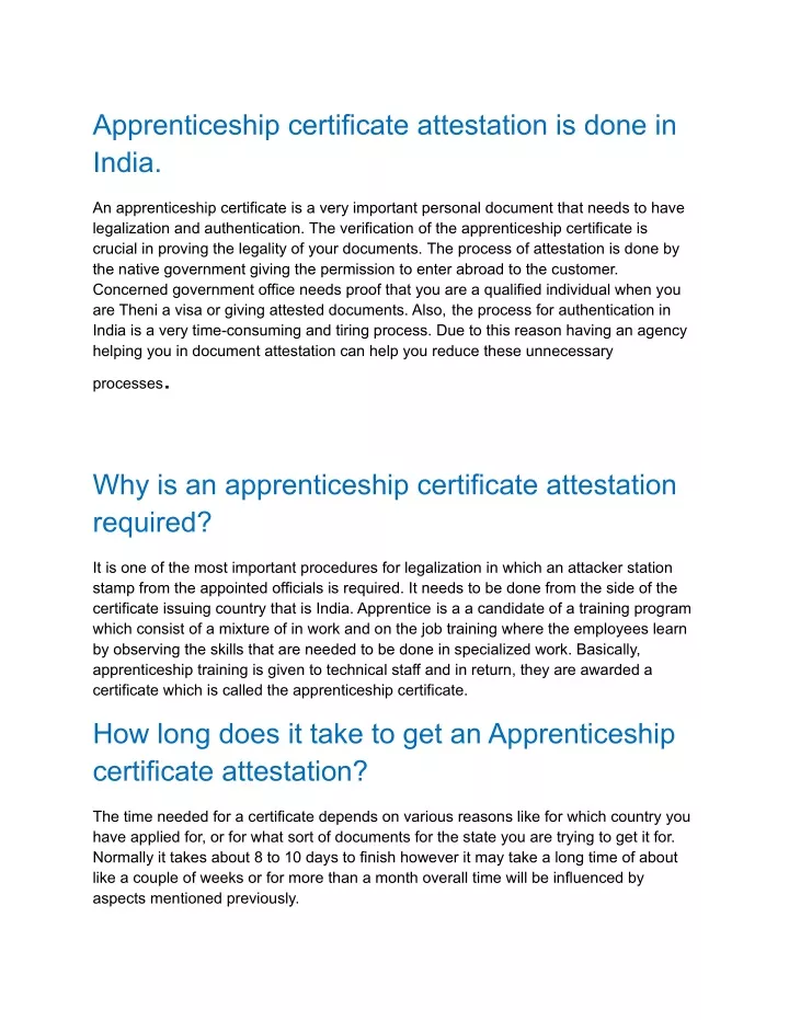 apprenticeship certificate attestation is done