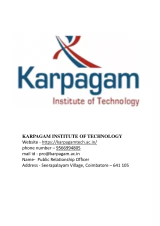 karpagam institute oftechnology website https