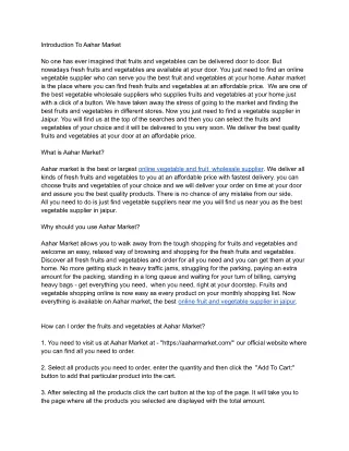 introduction to aahar market