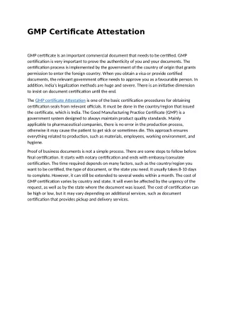 gmp certificte attestction