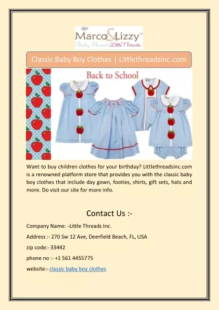 Classic Baby Boy Clothes | Littlethreadsinc.com