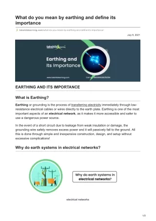 what do you mean by earthing and define
