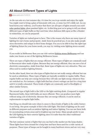 All About Different Types of Lights