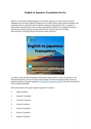 English to Japanese Translation Service