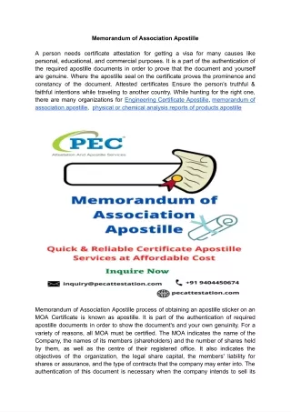 Memorandum Of Association Apostille