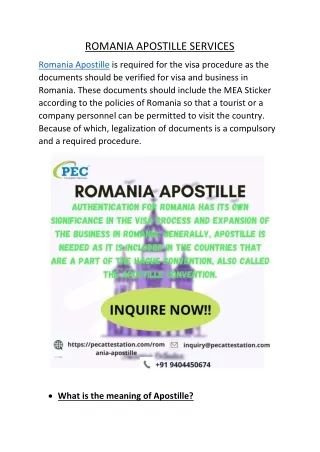 ROMANIA APOSTILLE
