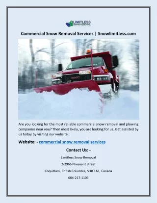 commercial snow removal services snowlimitless com