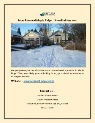 snow removal maple ridge snowlimitless com