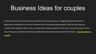 business ideas for couples