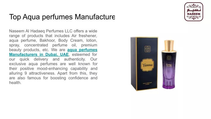 top aqua perfumes manufacturers in dubai uae