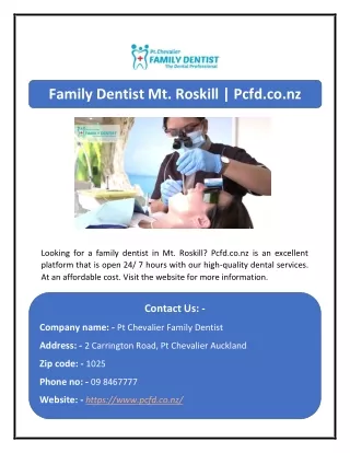 Family Dentist Mt. Roskill | Pcfd.co.nz