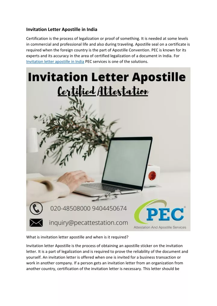 invitation letter apostille in india