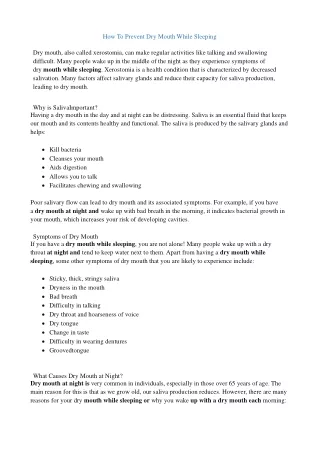 how to prevent dry mouth while sleeping