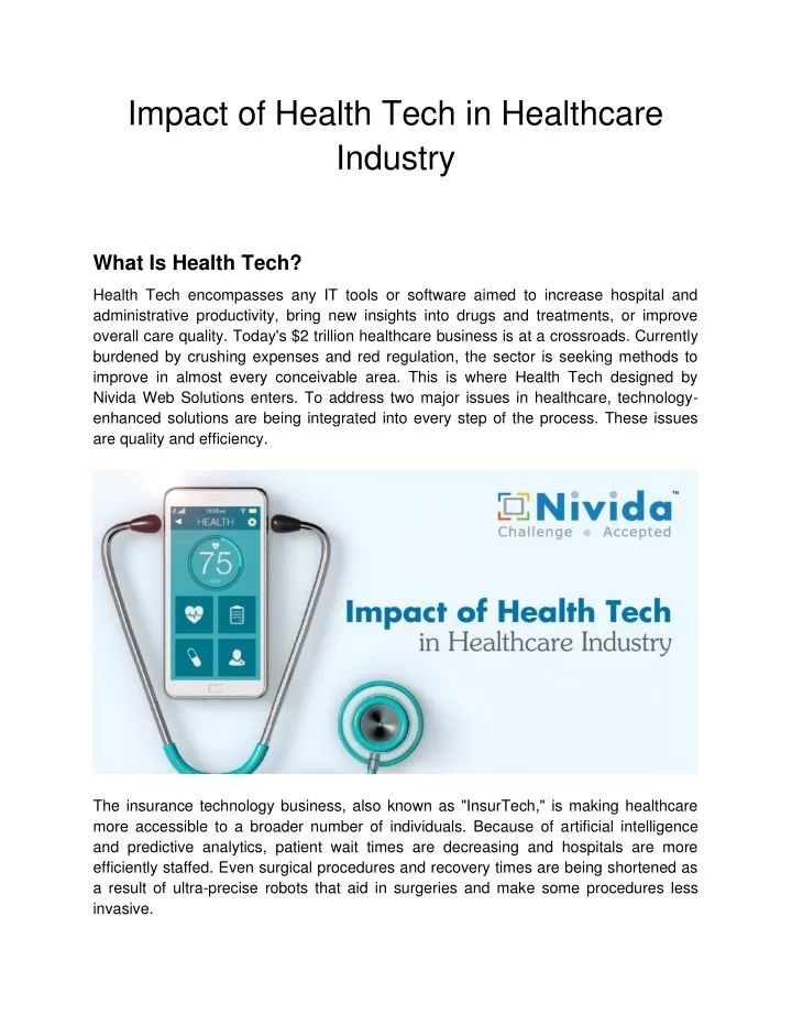 impact of health tech in healthcare industry