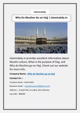 Why Do Muslims Go on Hajj | Islamicdaily.in