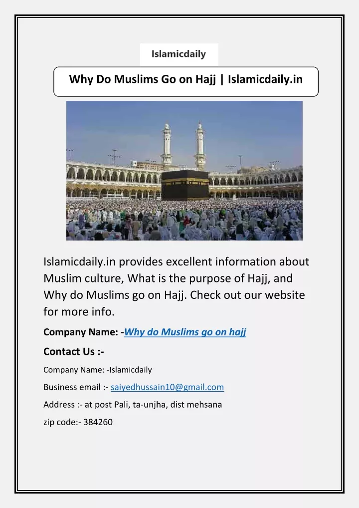 why do muslims go on hajj islamicdaily in