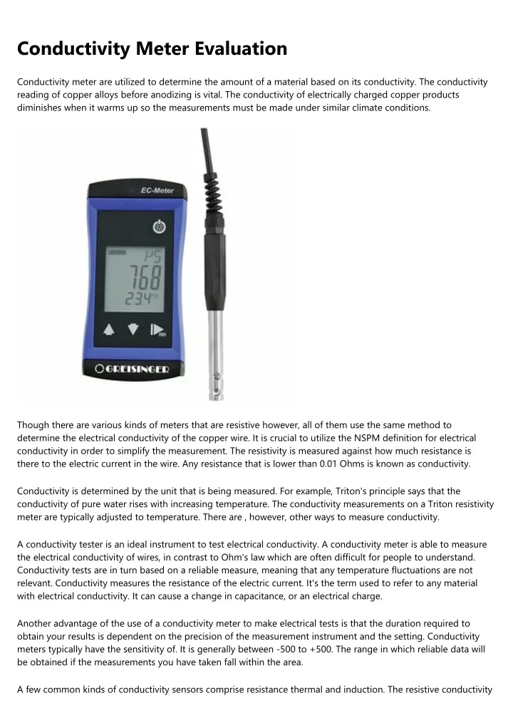 conductivity meter evaluation