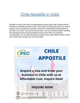 Chile Apostille in India