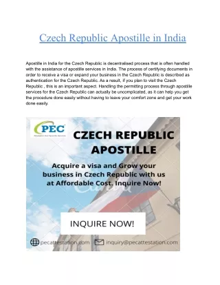 Czech Republic Apostille in India