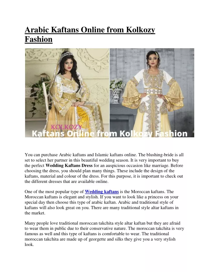 arabic kaftans online from kolkozy fashion