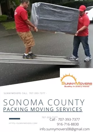 Sonoma County packing Moving services