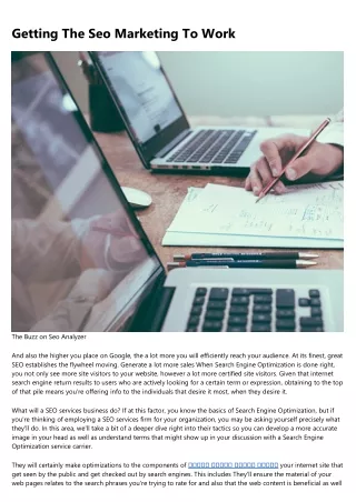 getting the seo marketing to work