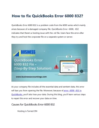 how to fix quickbooks error 6000 832