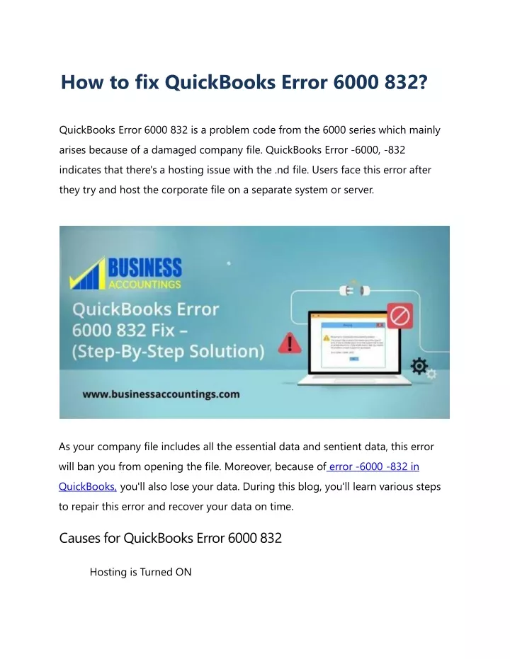 how to fix quickbooks error 6000 832