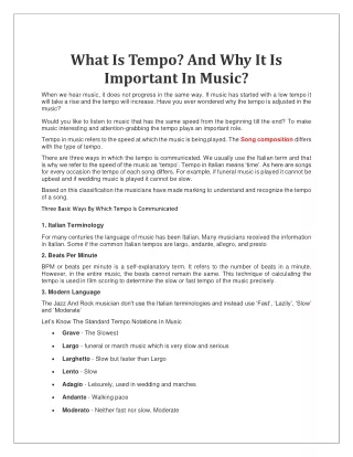 What Is Tempo  And Why It Is Important In Music