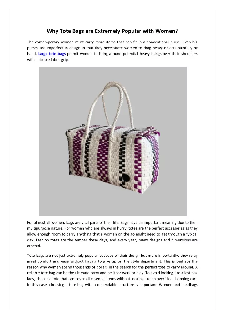why tote bags are extremely popular with women