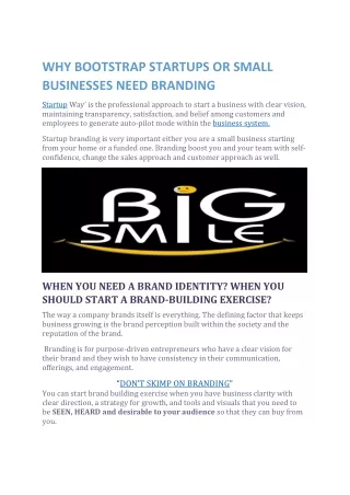 WHY BOOTSTRAP STARTUPS OR SMALL BUSINESSES NEED BRANDING