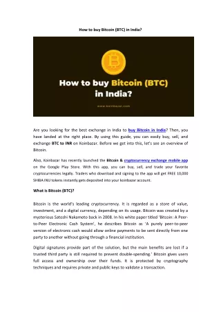 How to Buy Bitcoin (BTC) in India?
