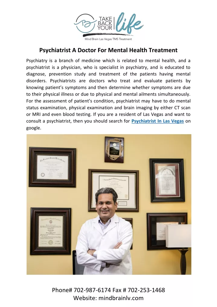 psychiatrist a doctor for mental health treatment