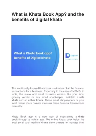 What is Khata Book App and benefits of digital khata