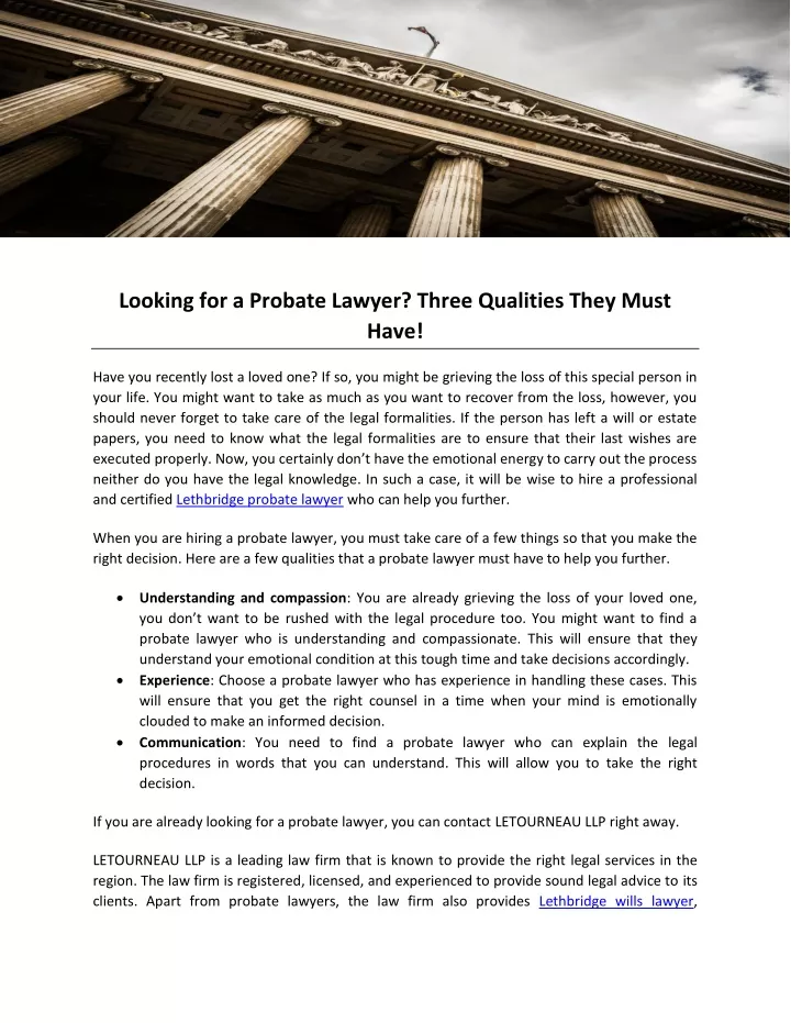 looking for a probate lawyer three qualities they