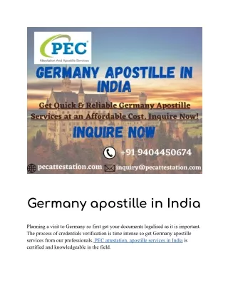 Germany apostille in India