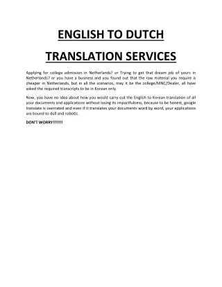 pec english to dutch translation. content writing