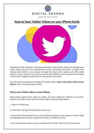 How to Save Twitter Videos on your iPhone Easily