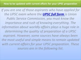 how to be updated with current affairs for your upsc preparation