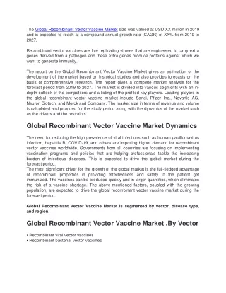 the global recombinant vector vaccine market size