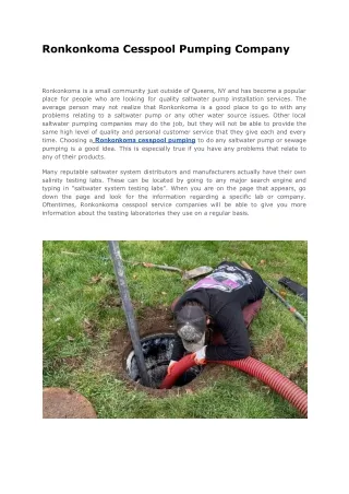 ronkonkoma cesspool pumping company