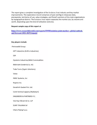 Isolation Joint Market
