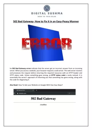 502 Bad Gateway- How to Fix it in an Easy-Peasy Manner